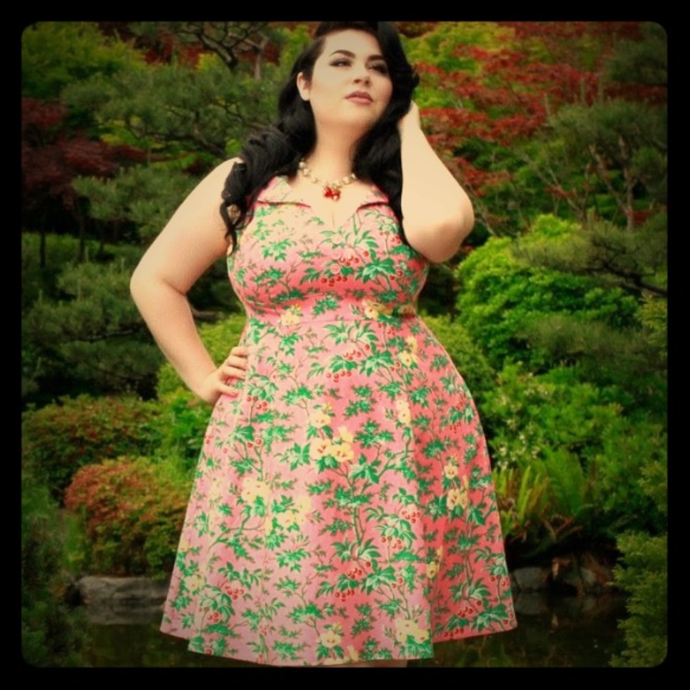 Cherry Velvet Luau Pinup Swing Dress NWT 0X VLV